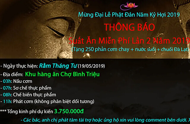 Suất Ăn Miễn Phí Lần 2 Năm 2019